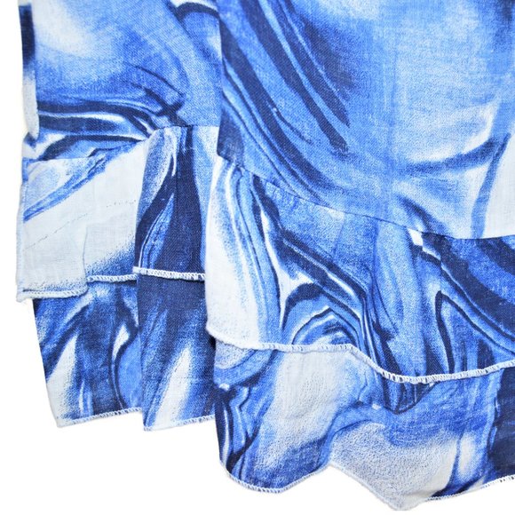 NWT Italian Linen Printed Tiered Top Blouse - Picture 6 of 6